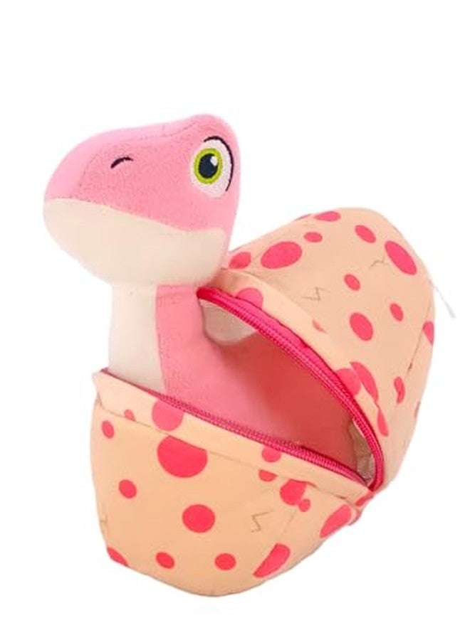 Dimpy Stuff Dinosaur Plush Toy with Egg Shell, Pink, 16 cm - Image 4